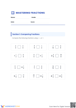 Essential Mastering Fractions Worksheet | Grade 6-7 Math