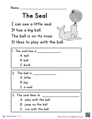 The Seal Reading and Learning Worksheet