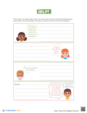 Gravity Help Worksheet for Science Education