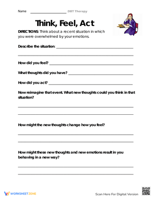 Think, Feel, Act: CBT Worksheet for Analysis