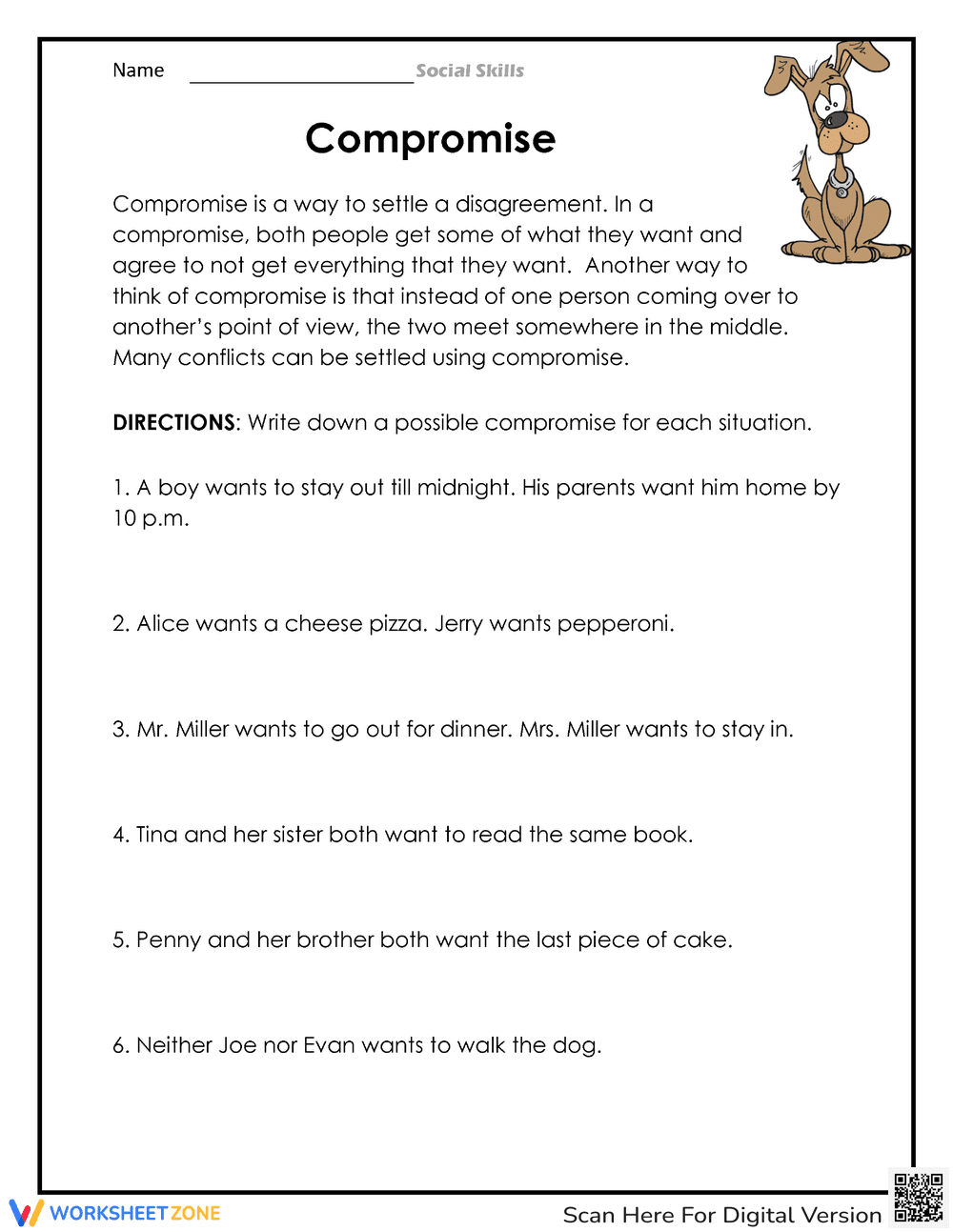 Understanding Compromise Worksheet - Page 1