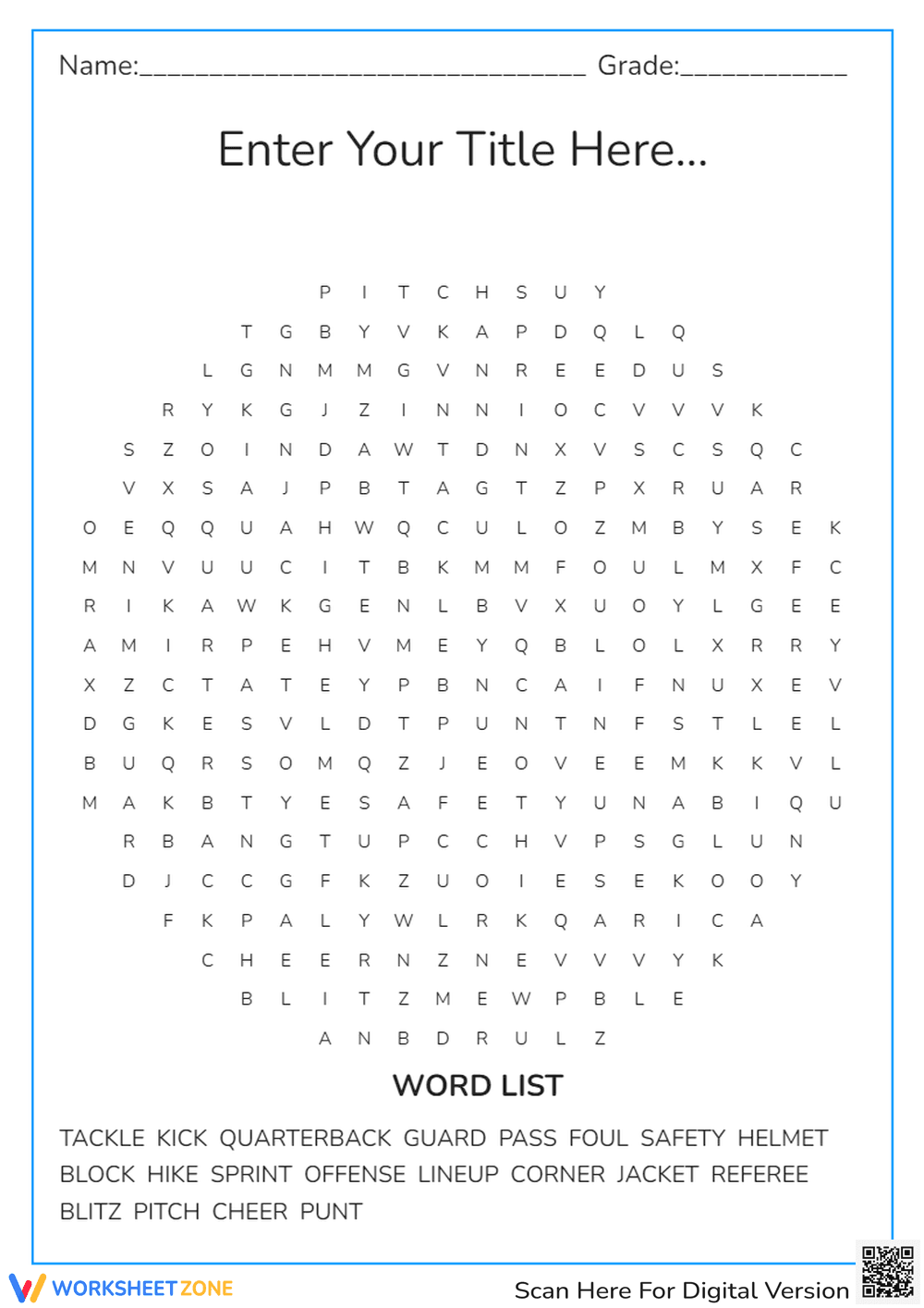 Football Word Search Puzzle - Page 1