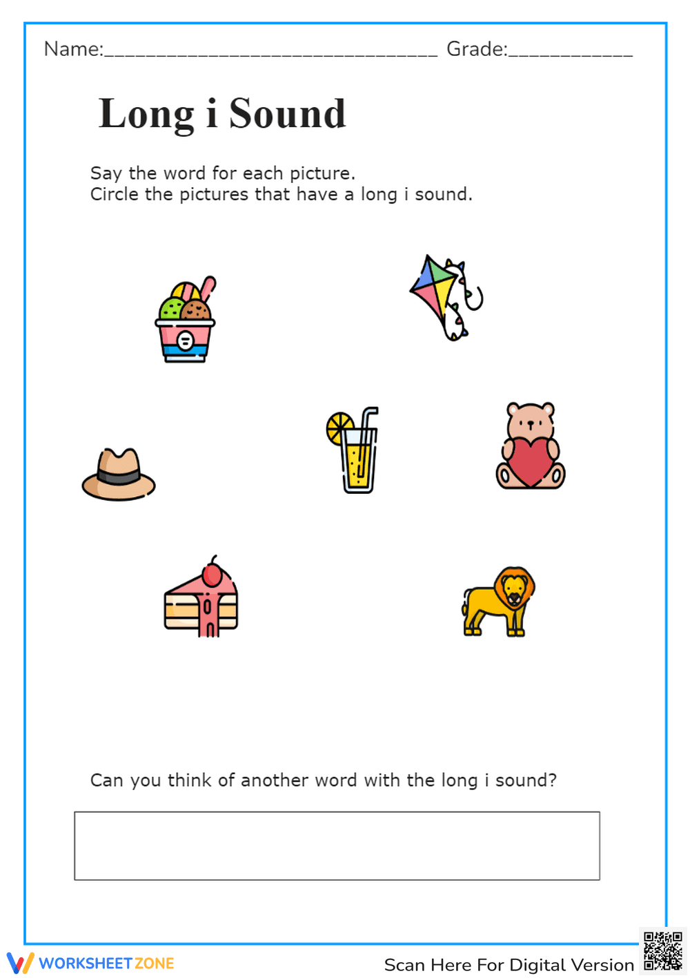 Practice Long I Vowel Sounds - Page 1