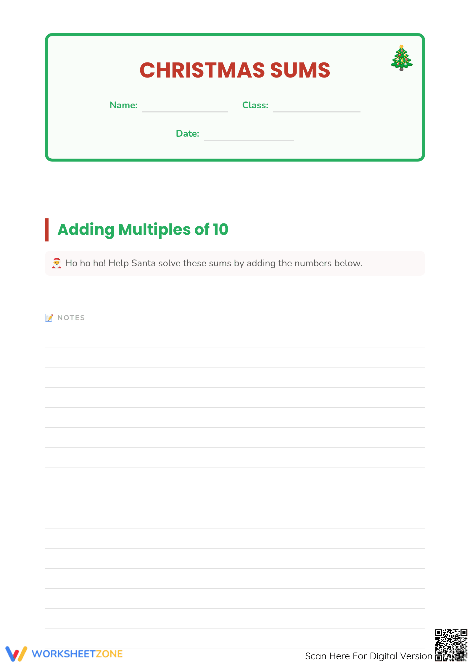 Essential Christmas Math: Adding 2-Digit Doubles Worksheet - Page 1