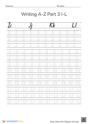 Essential Letter I-L Handwriting Worksheet | Grade 1-2