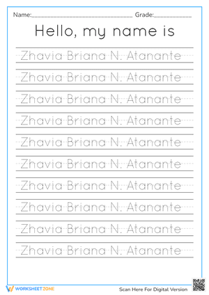 Name Tracing Worksheet | Grade K-1 Printable Ready