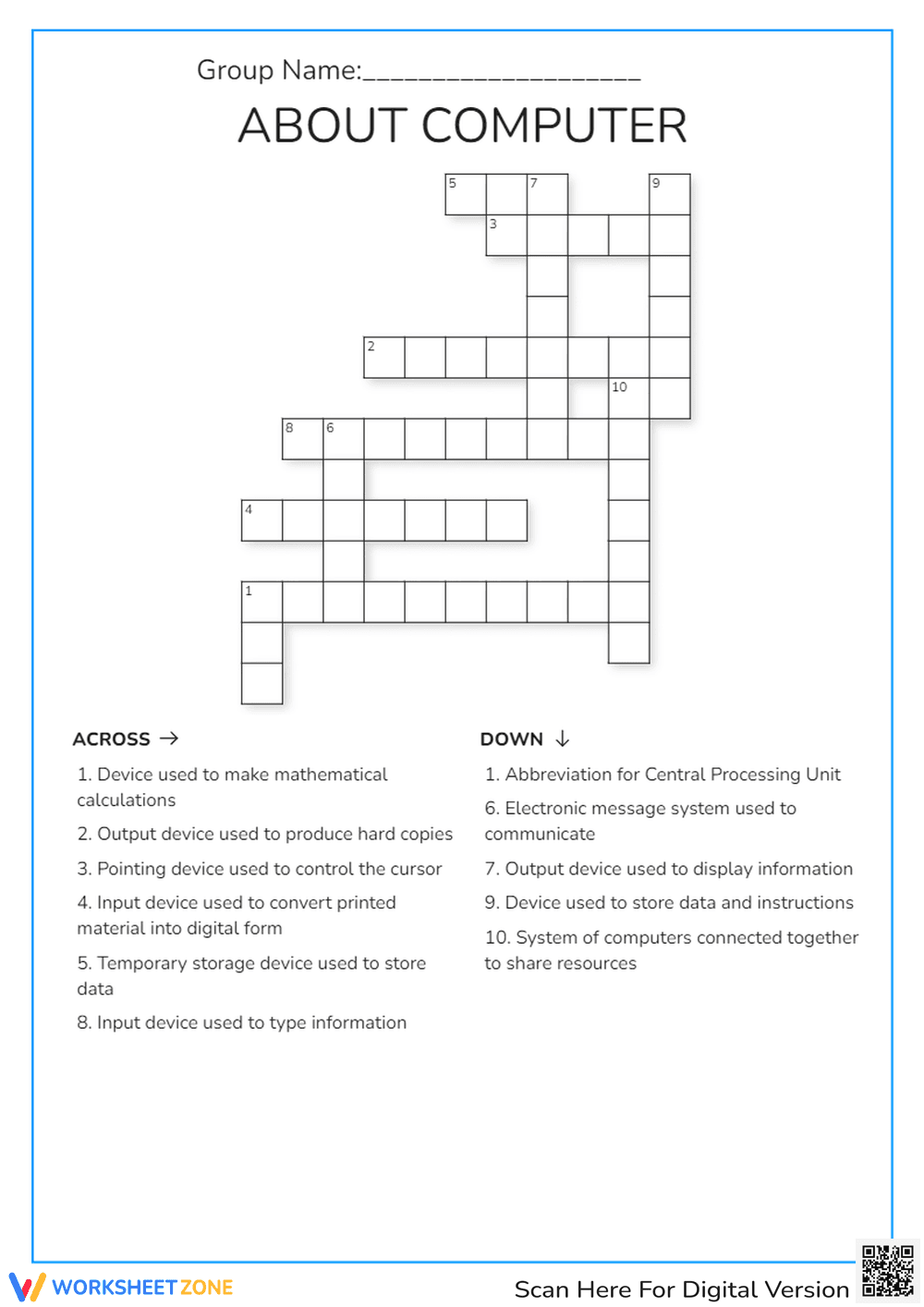 About Computer Crossword Puzzle - Page 1