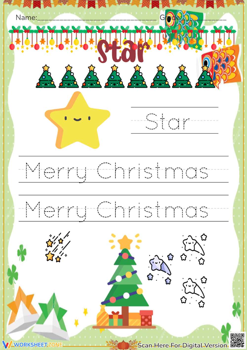 Christmas Writing Practice Worksheet - Page 1