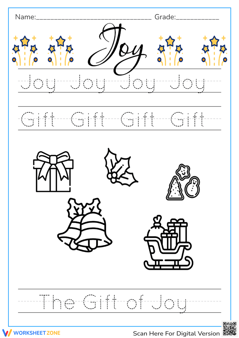 Christmas-themed Writing Practice for Kindergarten  - Page 1