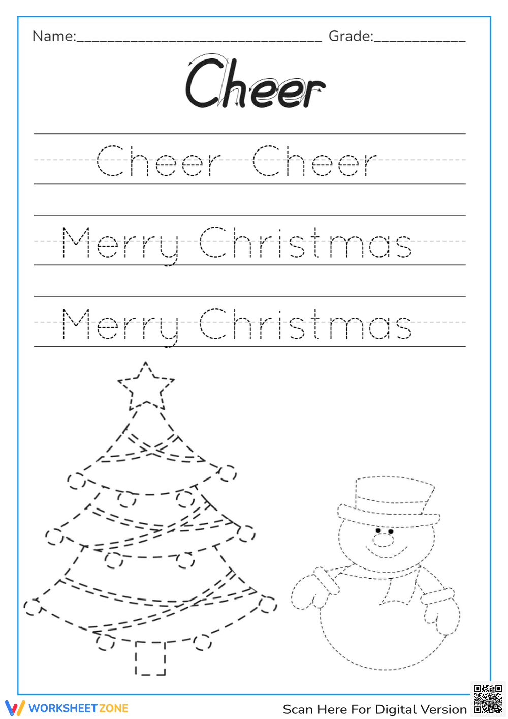 Merry Christmas Tracing Worksheet (PDF) - Page 1