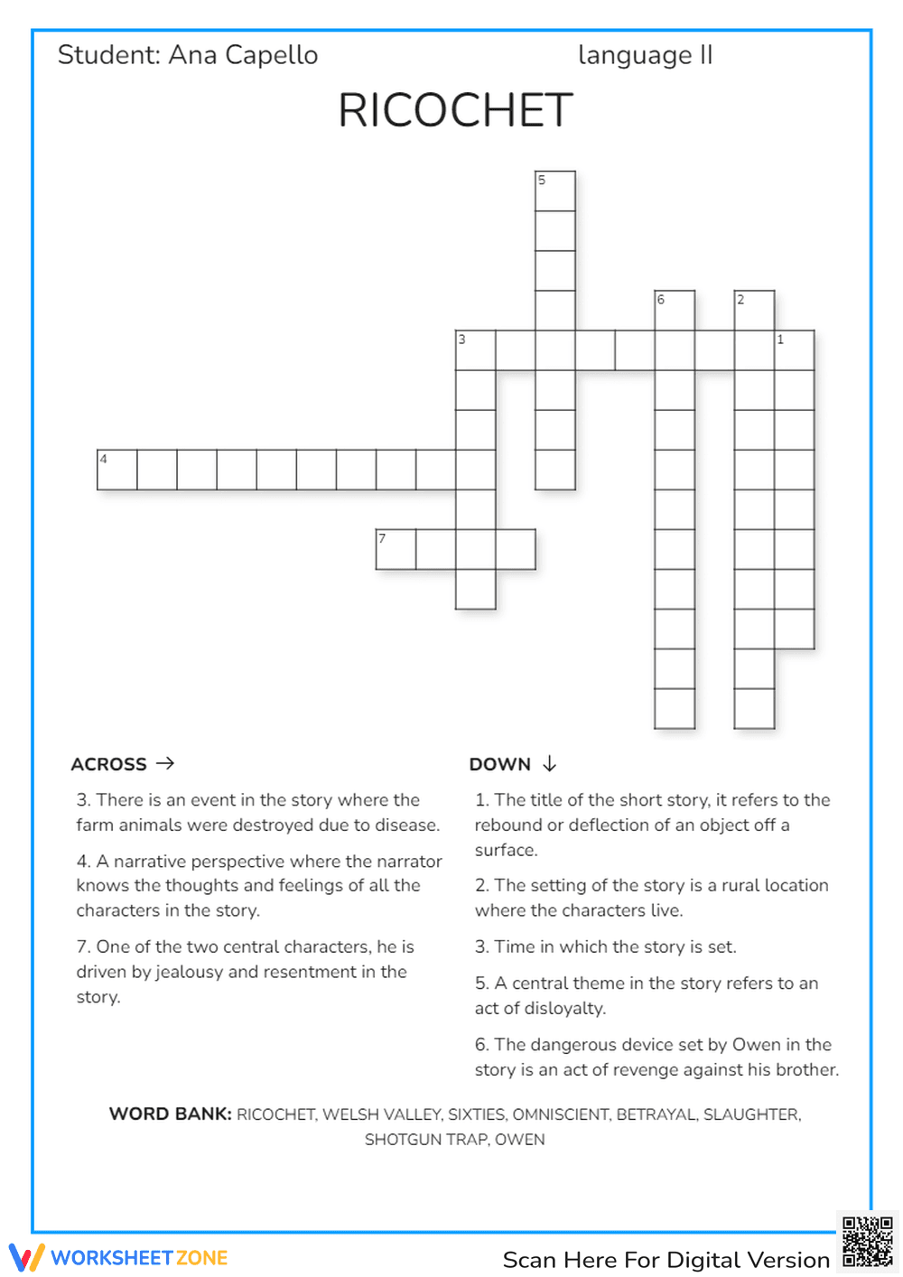Ricochet Crossword Puzzle - Page 1