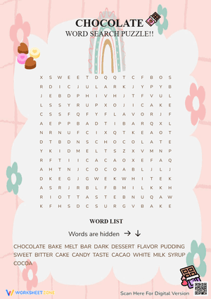 Chocolate Word Search Puzzle | Essential Grade 12 ELA