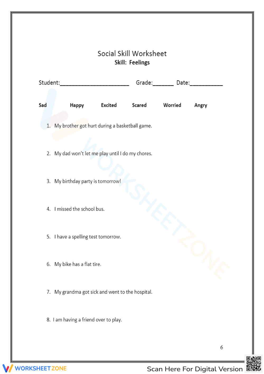 Identifying Feelings Worksheet - Page 1