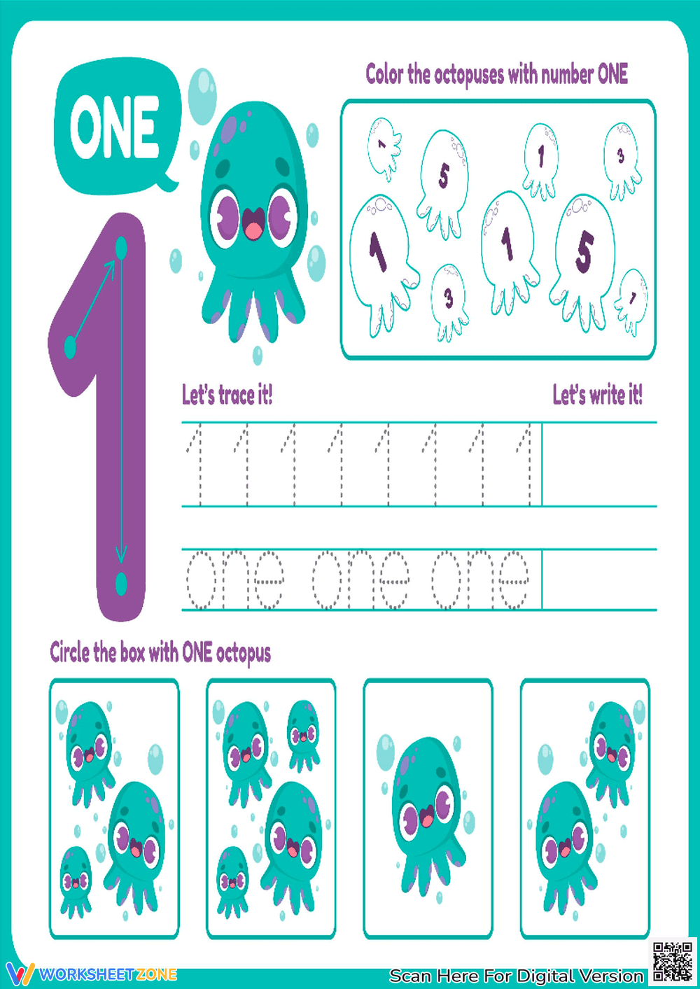 Number One: Trace and Color - Page 1