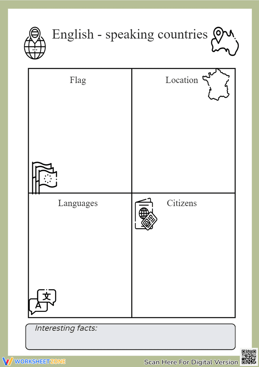 English-speaking Countries Worksheet - Page 1