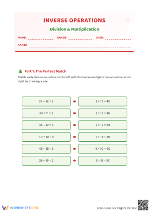 Grade 3-4 Division — Printable No-Prep Worksheet