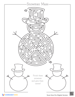 Printable Snowman Maze & Drawing | Grades 1-3