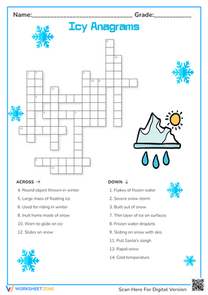 Icy Anagrams Worksheet