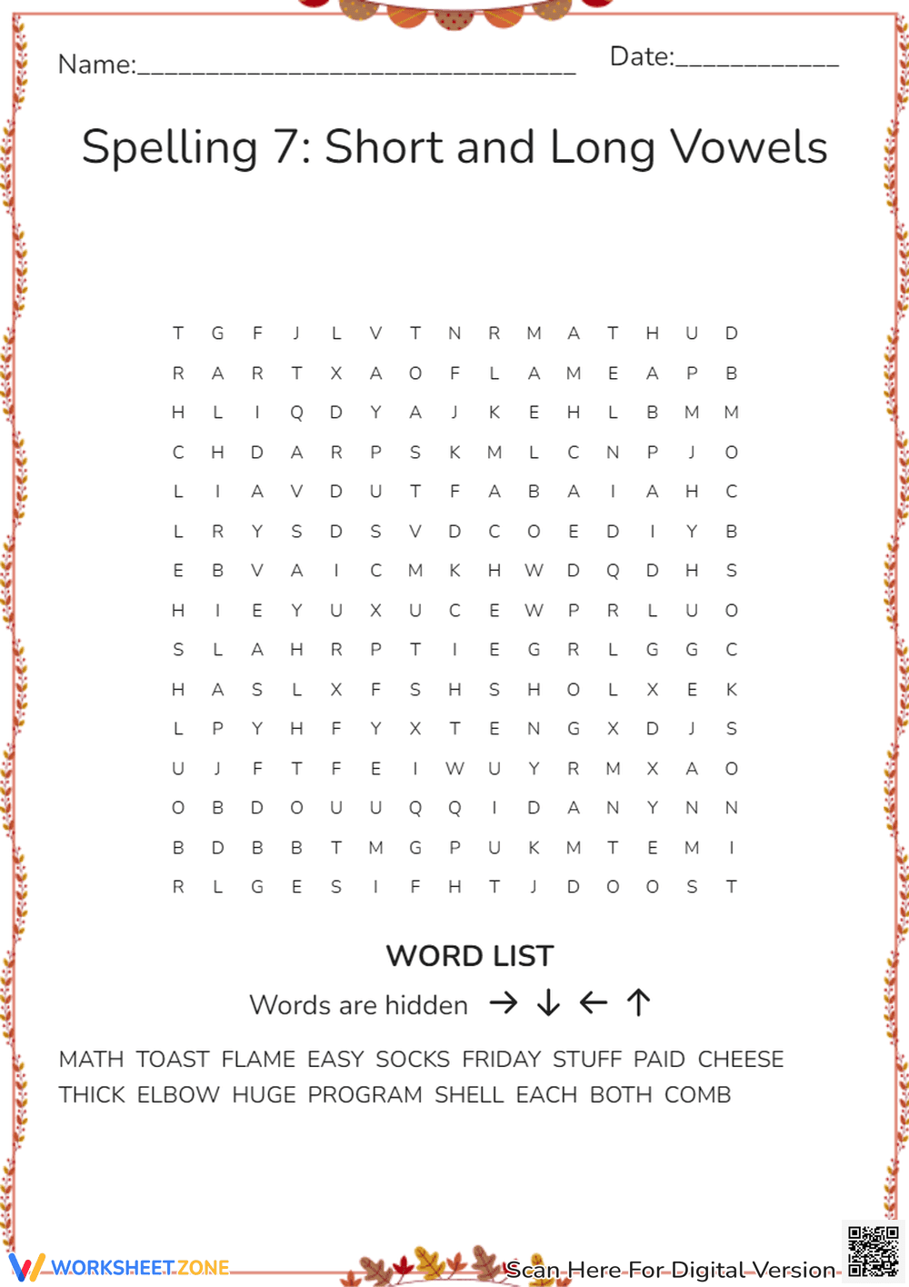 Spelling Worksheet - Page 1