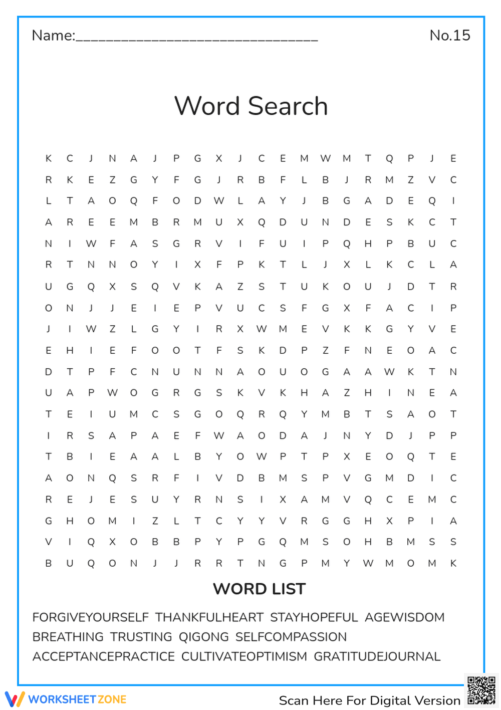 Mindfulness Word Search #01 - Page 1