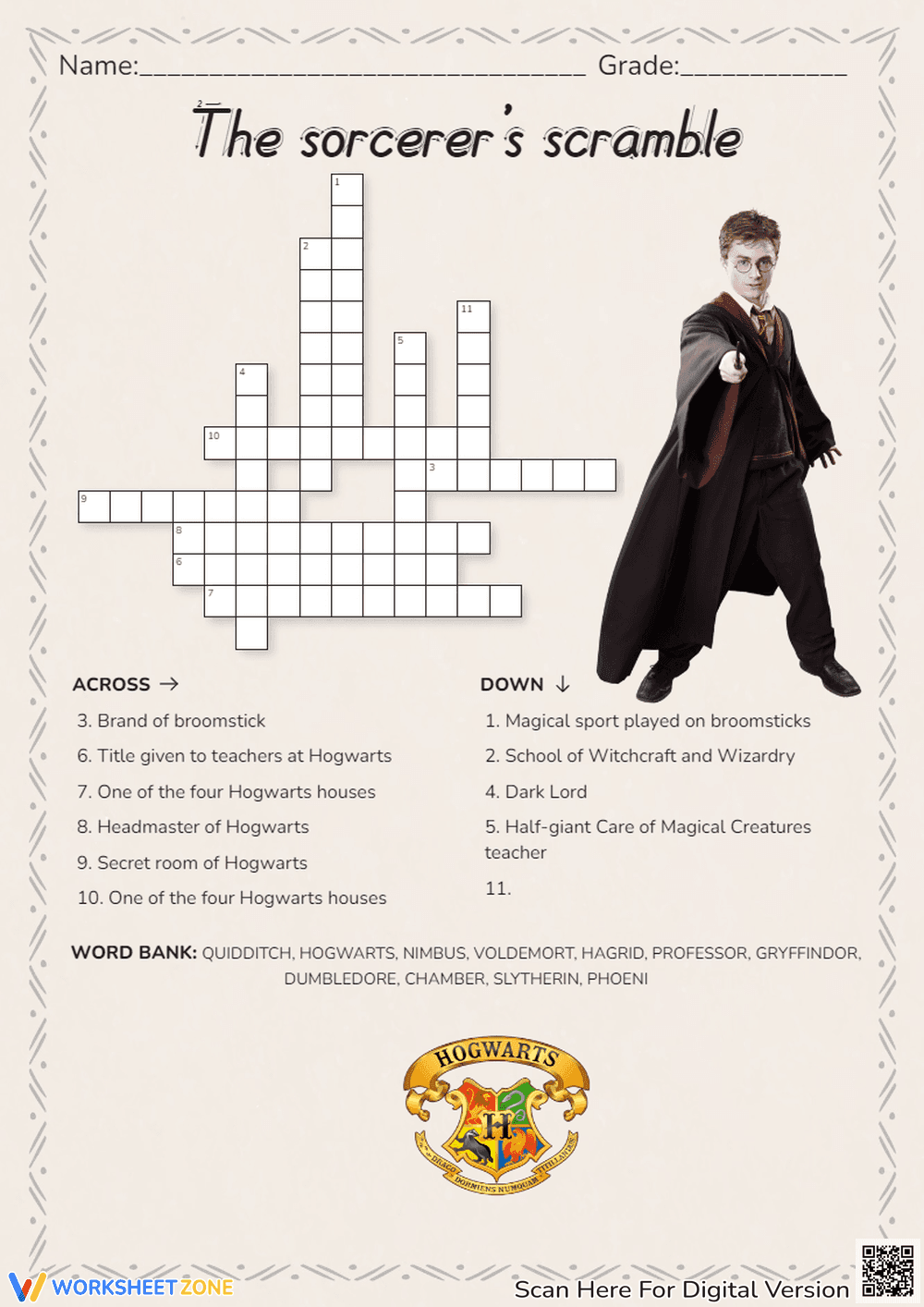 Missing Student Worksheet in the Style of Harry Potter - Page 1