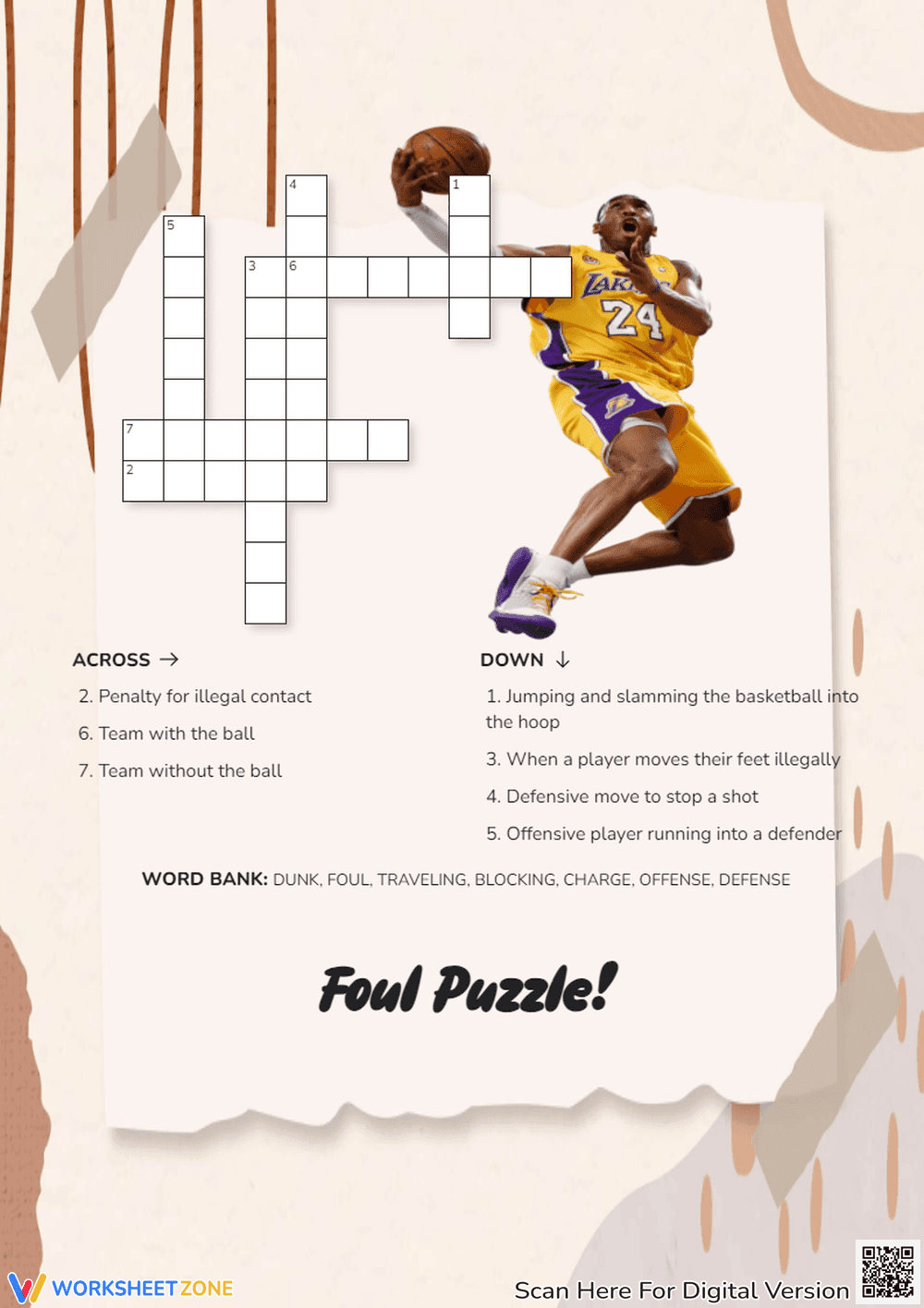 Basketball Crossword Worksheet | Grade 2 Essential - Page 1