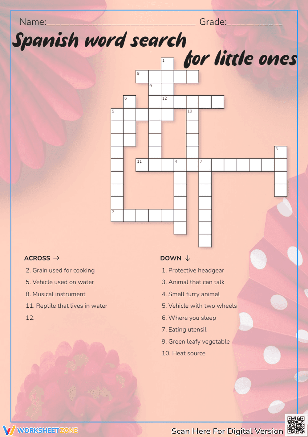 Spanish Vocabulary Word Search - Page 1