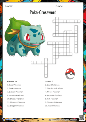 Pokémon Crossword Puzzle | Essential Grade 1-3 ELA