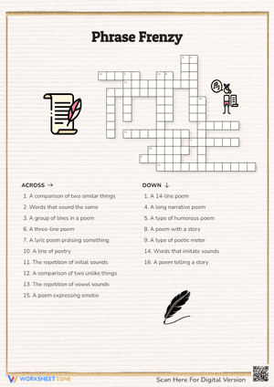 Poetry Crossword Puzzle: Printable Grade 5 ELA