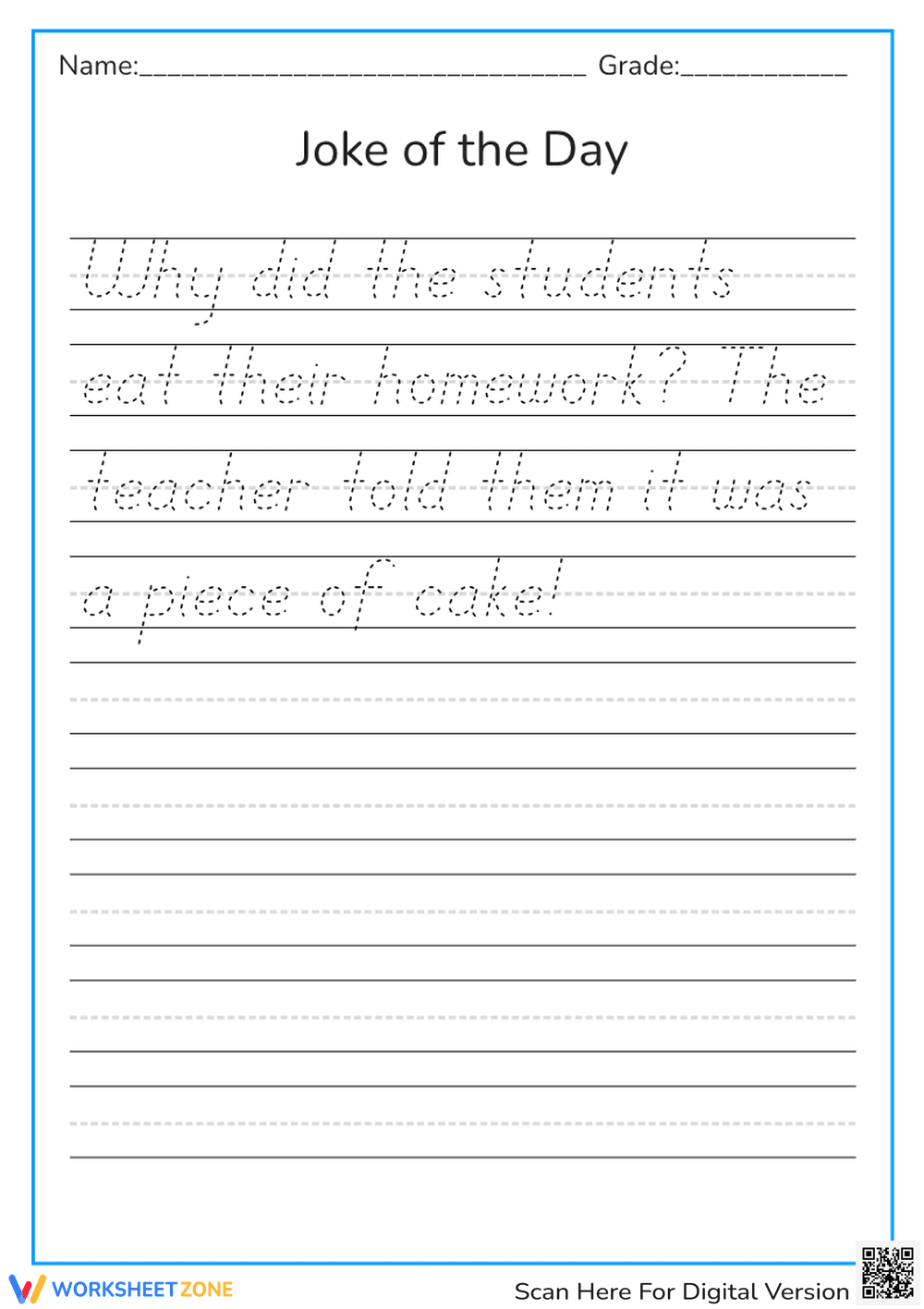Funny Handwriting Practice: Joke of the Day - Page 1