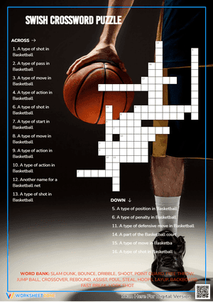 Basketball Crossword Puzzle | Grade 3 Printable