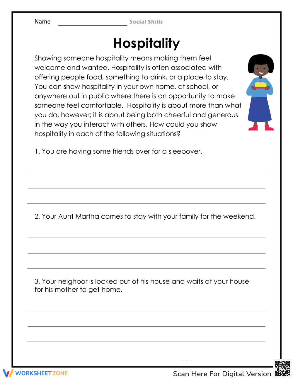 Practicing Hospitality – Social Skills Worksheet for Kids - Page 1
