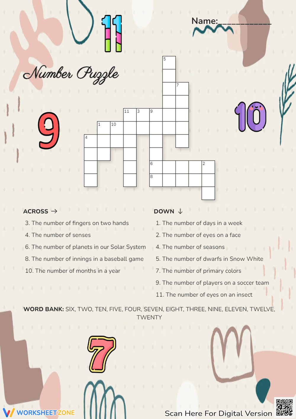 Number Crossword Puzzle - Page 1
