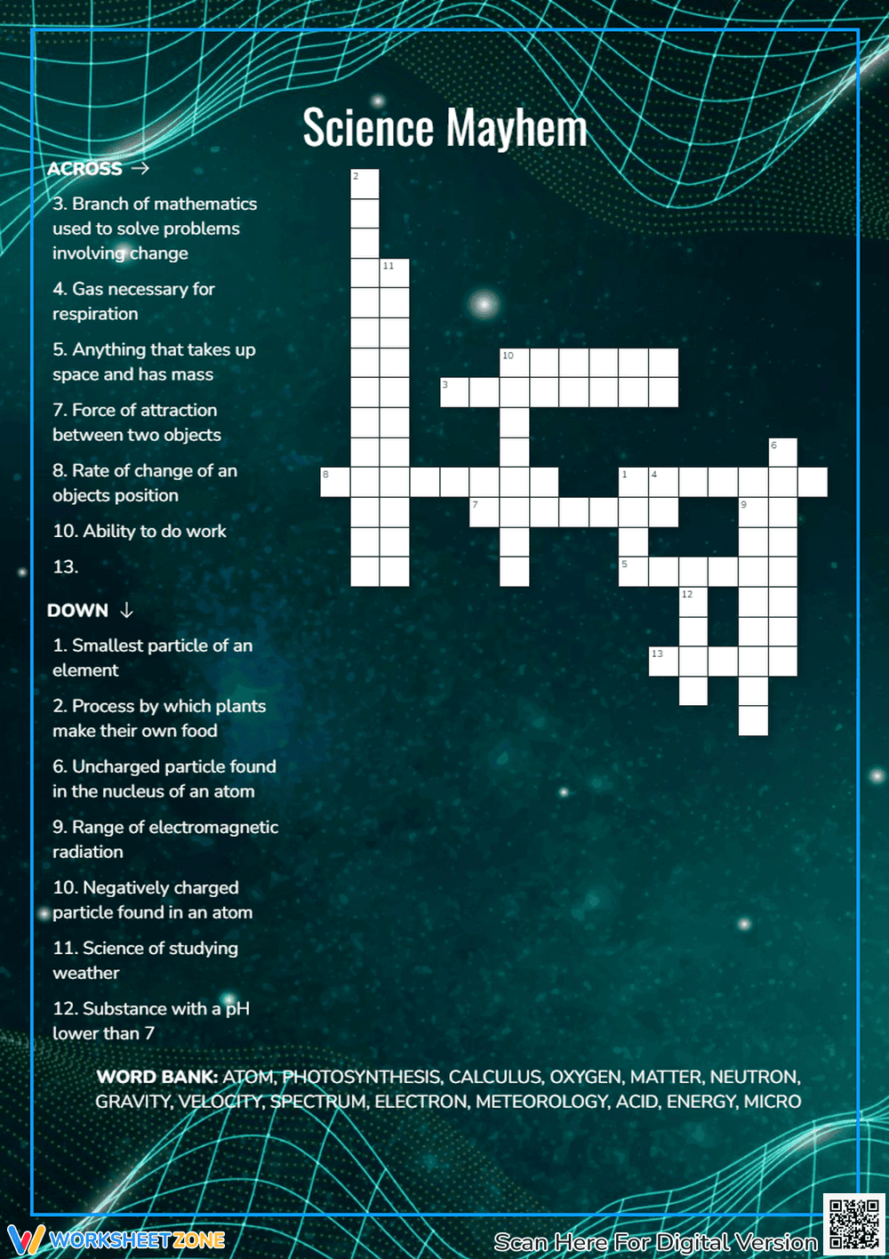 Science Mayhem Crossword Puzzle - Page 1