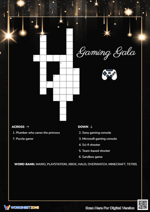 Grade 3 Video Game Crossword — Printable No-Prep Worksheet
