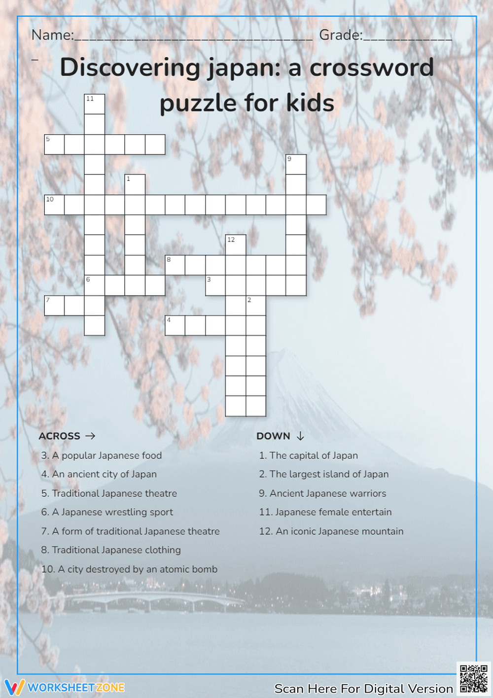 Discovering Japan Missing Letters Worksheet - Page 1