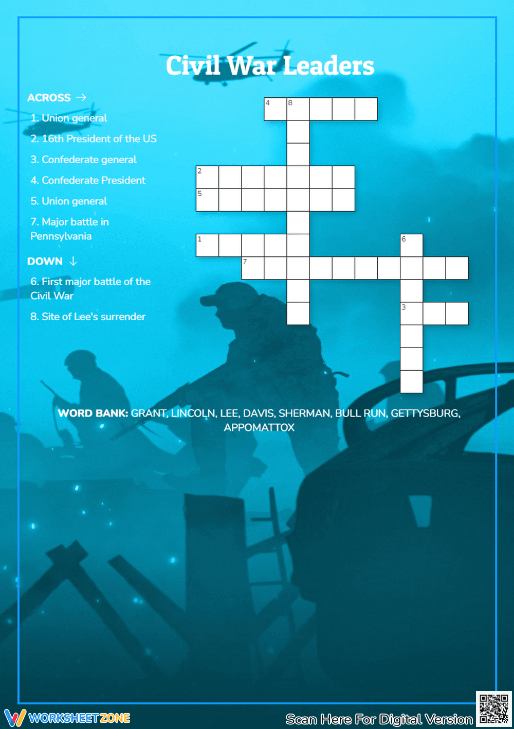 Civil War Leaders Crossword Puzzle - Page 1