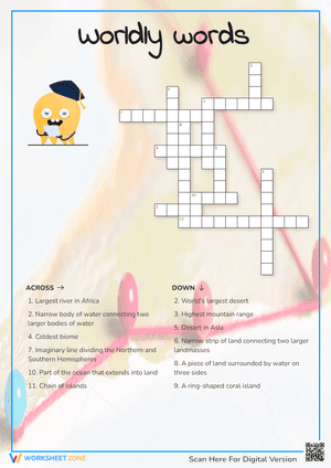 Worldly Words Crossword | Essential Grade 3 Geography