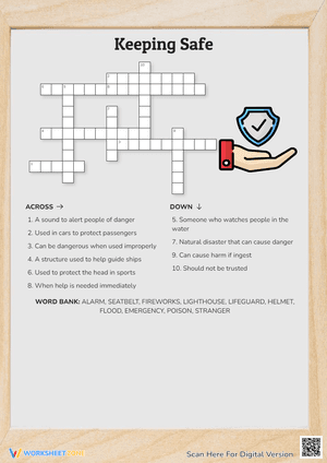 Keeping Safe Crossword Puzzle | Essential Grade 2-3 Health