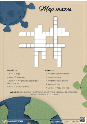 Printable Map Skills Crossword Puzzle | Grade 3