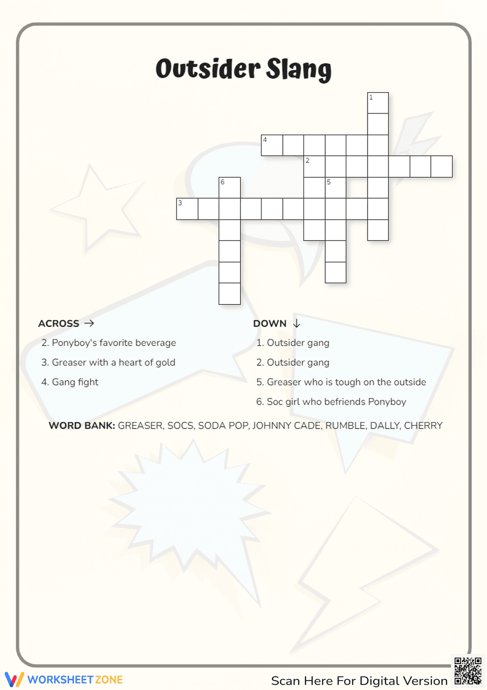 Outsider Slang Crossword Puzzle - Page 1