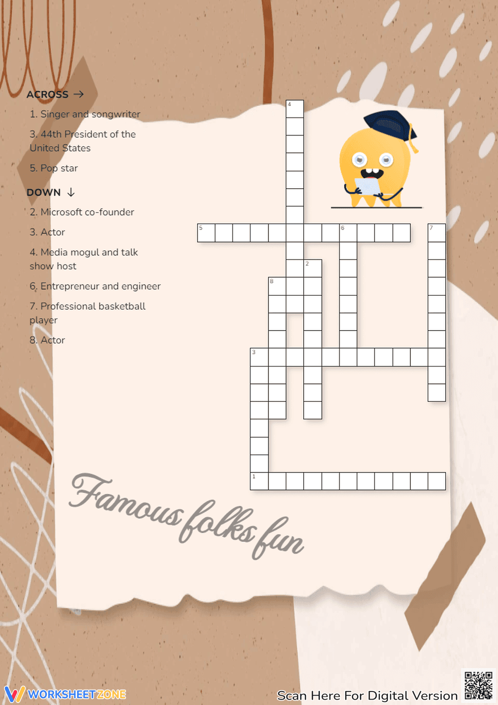 Famous Folks Crossword | Essential Grade 3 Worksheet - Page 1