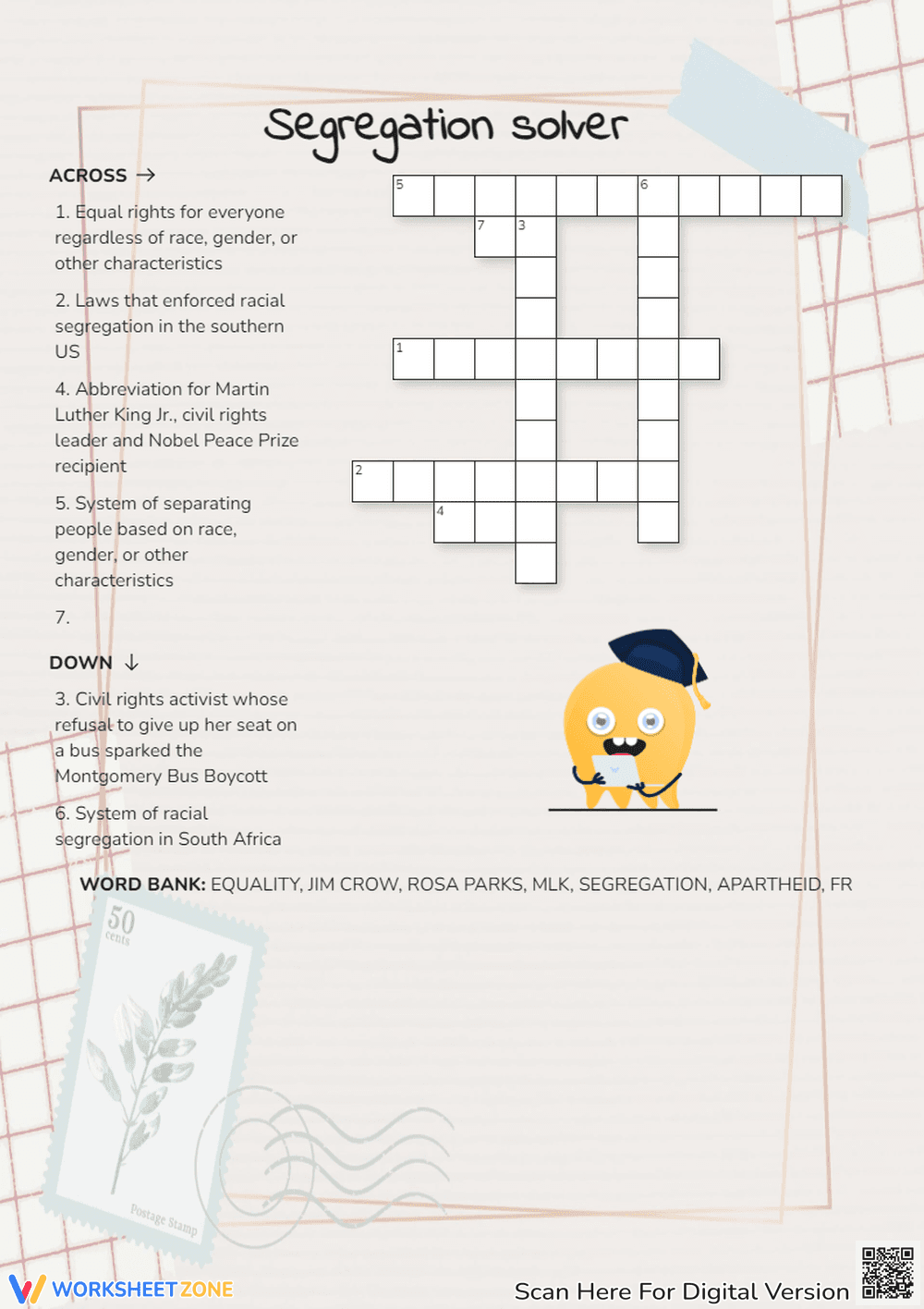 Segregation Solver Crossword | Grade 3 Essential Worksheet - Page 1
