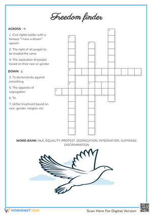 Civil Rights Crossword | Grade 3 Printable