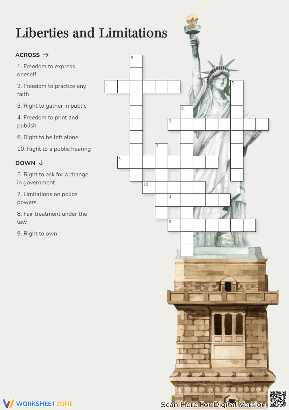Liberties and Limitations Crossword Puzzle - Page 1