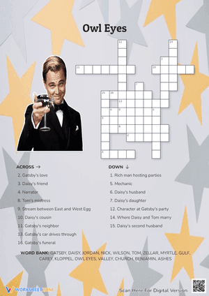 Printable Great Gatsby Crossword | Grade 5