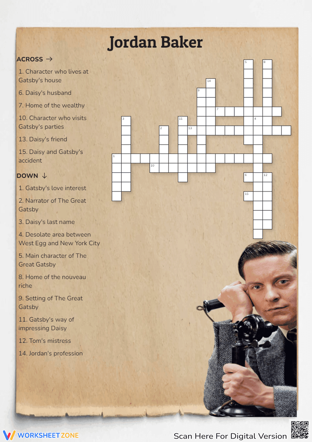 Jordan Baker Crossword | Grade 6 Essential ELA Worksheet - Page 1
