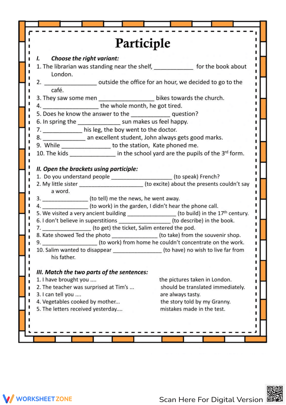 Participles Grammar Practice - Page 1