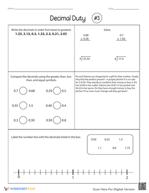 Decimal Operations Practice Worksheet