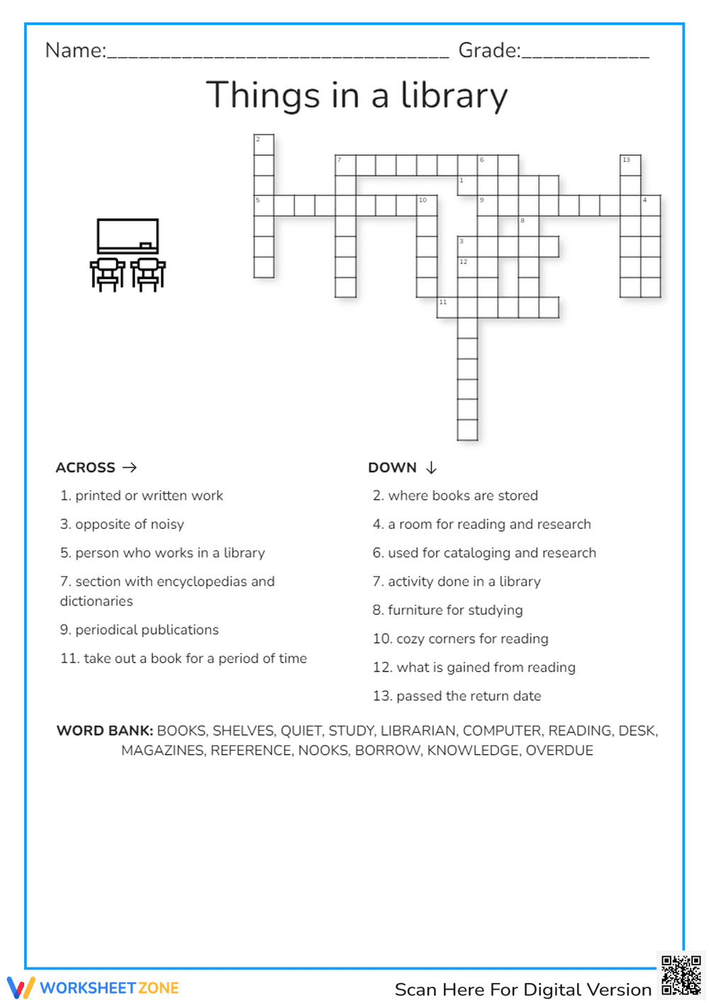 Things in a library crossword - Page 1
